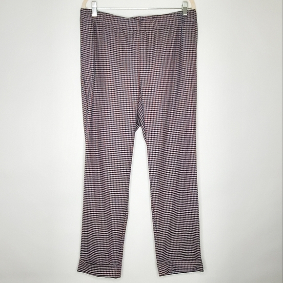 J. Jill Houndstooth Pull-on Pants Size 16 Cuffed Hem Stretch Pockets Office NEW - Picture 1 of 13